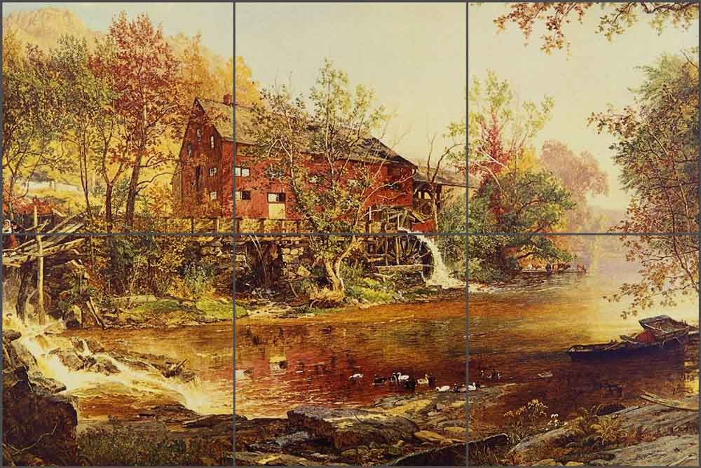 The Old Red Mill by Jasper F. Cropsey Ceramic Tile Mural - 502011
