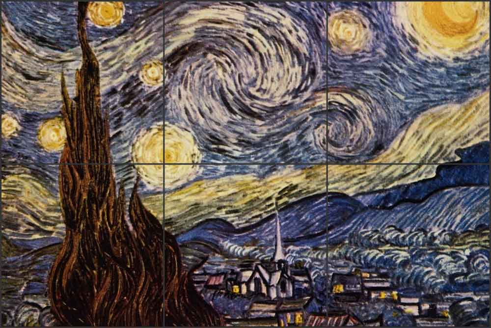 The Starry Night by Vincent van Gogh Ceramic Tile Mural - 523075