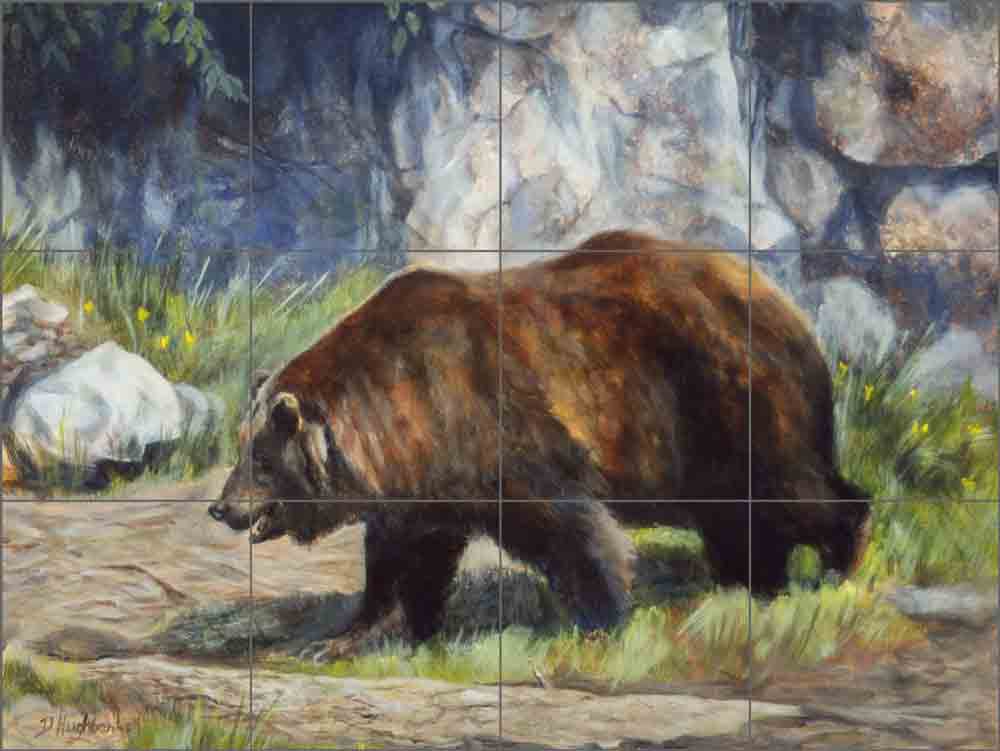 Hughbanks Bear Animal Glass Tile Mural 24" x 18" - DHA002