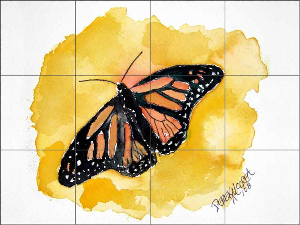 Orange Monarch Butterfly by Derek McCrea Ceramic Tile Mural DMA048