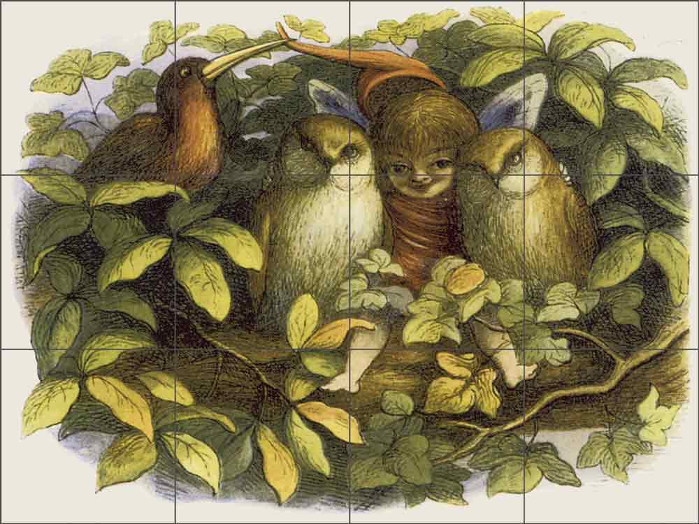 Fairy with Owls by Richard Doyle Ceramic Tile Mural GFP024
