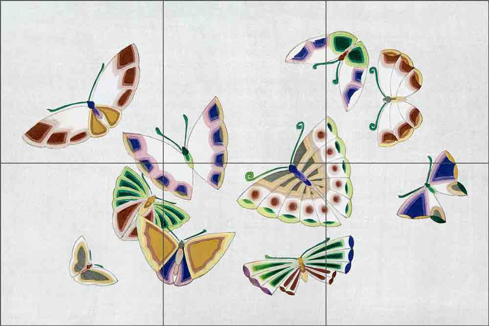 Japanese Butterfly 1 by Kamisaka Sekka Ceramic Tile Mural KS2003