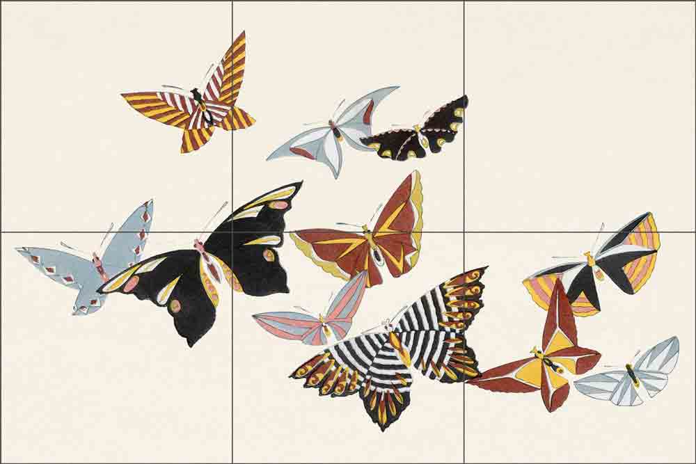 Japanese Butterfly 2 by Kamisaka Sekka Ceramic Tile Mural KS2004