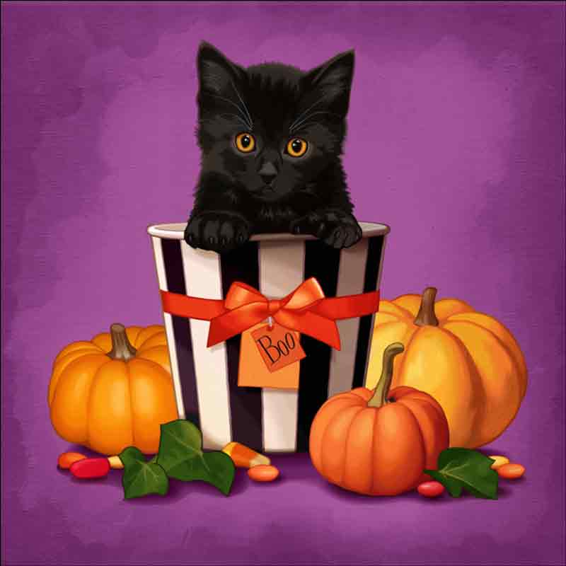 Halloween Kitties 2 by Maryline Cazenave Accent & Decor Tile MC2-004bAT