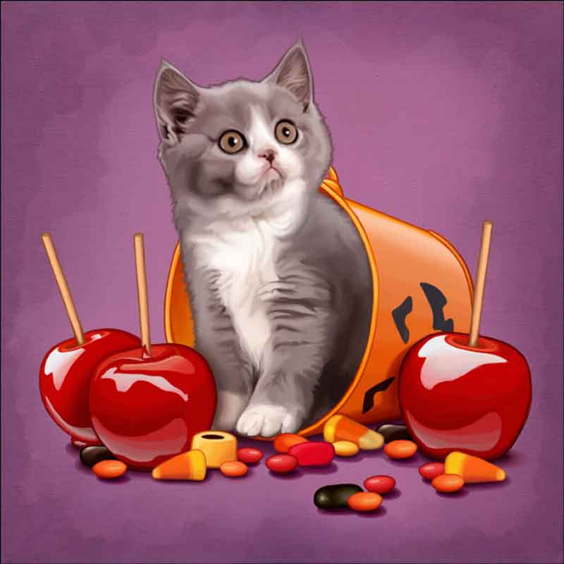Halloween Kitties 5 by Maryline Cazenave Accent & Decor Tile MC2-004eAT