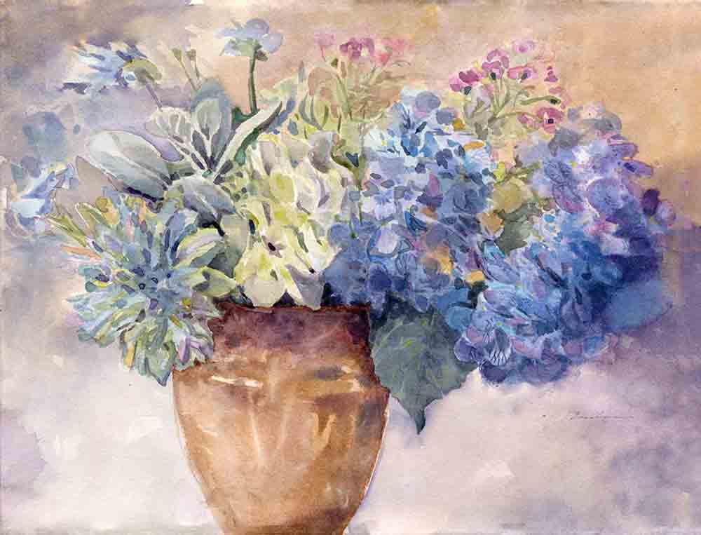 Periwinkle Bluish Hydrangeas by Evelia Accent & Decor Tile