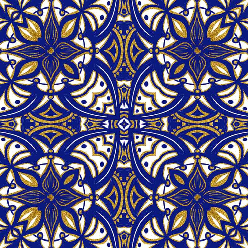 Gold Blue Vintage Tile by Andrea Haase Accent & Decor Tile OB-HAA1115AT