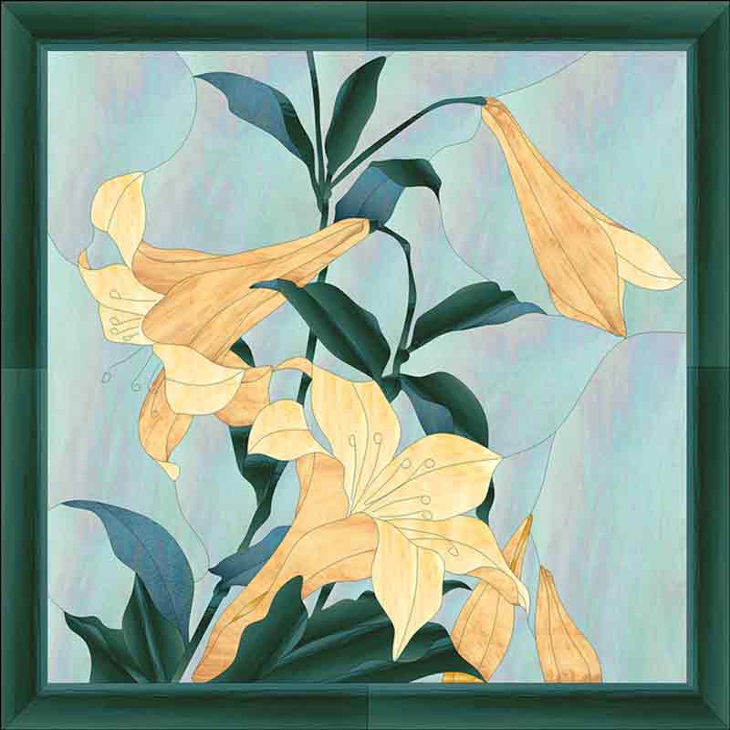 Oriental Lilies by Paned Expressions Studios Ceramic Accent & Decor Tile OB-PES69AT