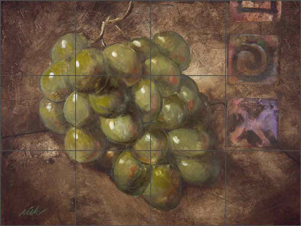 Green Grapes by Wilder Rich Ceramic Tile Mural OB-WR688a