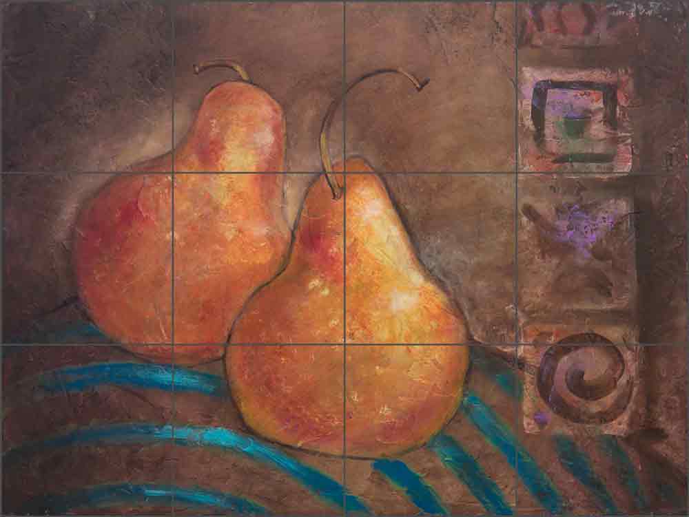 Yellow Pears by Wilder Rich Ceramic Tile Mural OB-WR689b