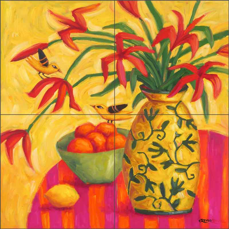 Golden Songs by Cindy Revell Ceramic Tile Mural POV-CR003