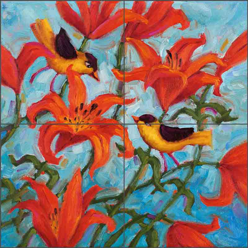 Western Lily Melody by Cindy Revell Ceramic Tile Mural POV-CR030