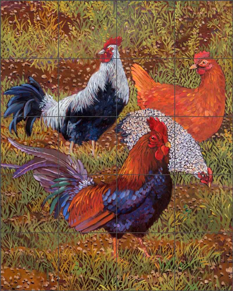 Chicken Feed by John Powell Ceramic Tile Mural POV-JP012