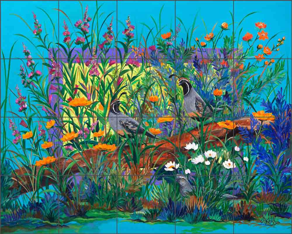 Desert Flowers 2 by Susan Libby Ceramic Tile Mural SLA094