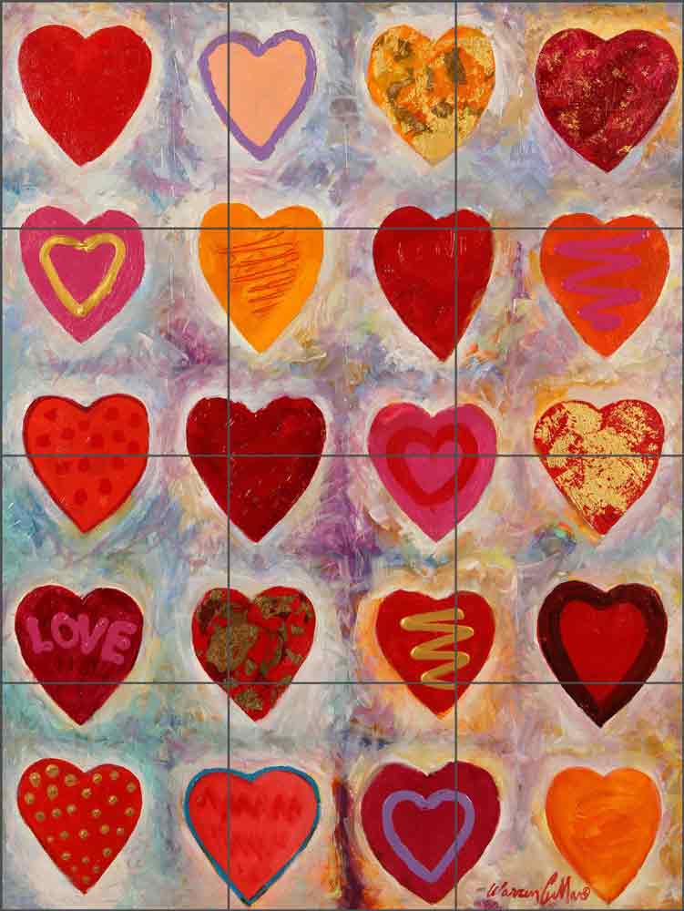 Hearts by Warren Cullar Ceramic Tile Mural WC149