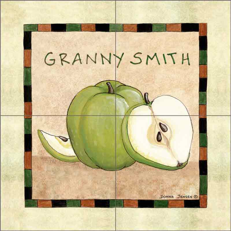 Granny Smith Apple by Donna Jensen Ceramic Tile Mural DJ043