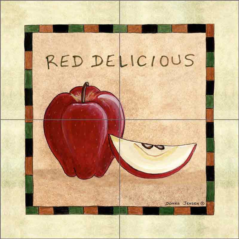 Red Delicious Apple by Donna Jensen Ceramic Tile Mural DJ044
