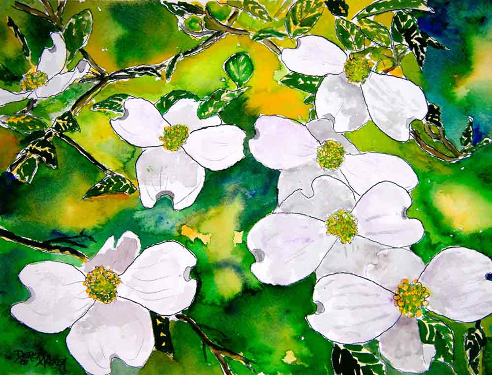 Dogwood Tree Flowers by Derek McCrea Ceramic Accent & Decor Tile DMA041AT