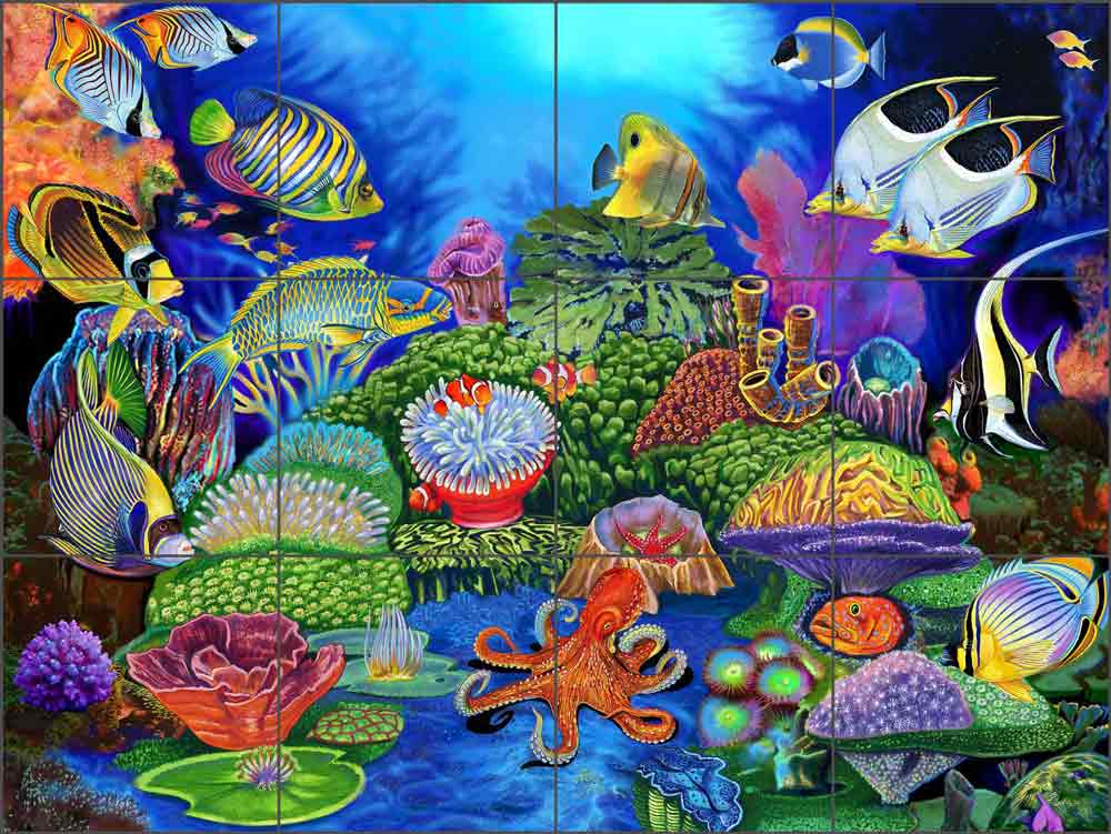 Reef Art by Fernando Agudelo Ceramic Tile Mural FAA035
