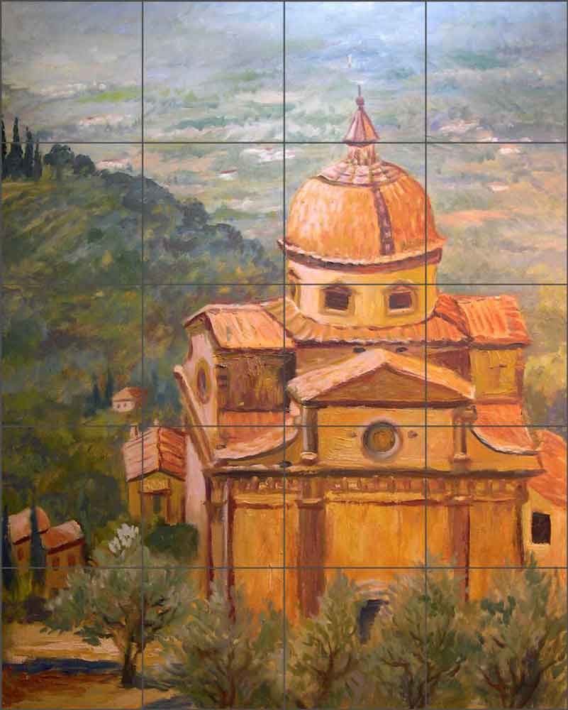 Cortono Duomo by Joanne Morris Margosian Ceramic Tile Mural JM091