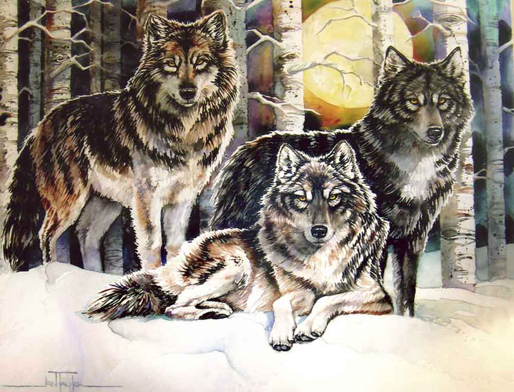 3 Wolves by Jan Taylor Ceramic Accent & Decor Tile JTA015AT