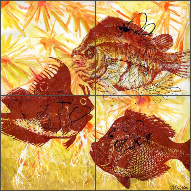 Fish with Alter Ego by LuAnn Roberto Ceramic Tile Mural - LRA004