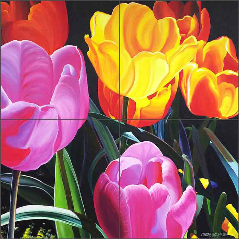Tulips by Nancy Jacey Ceramic Tile Mural NJ117