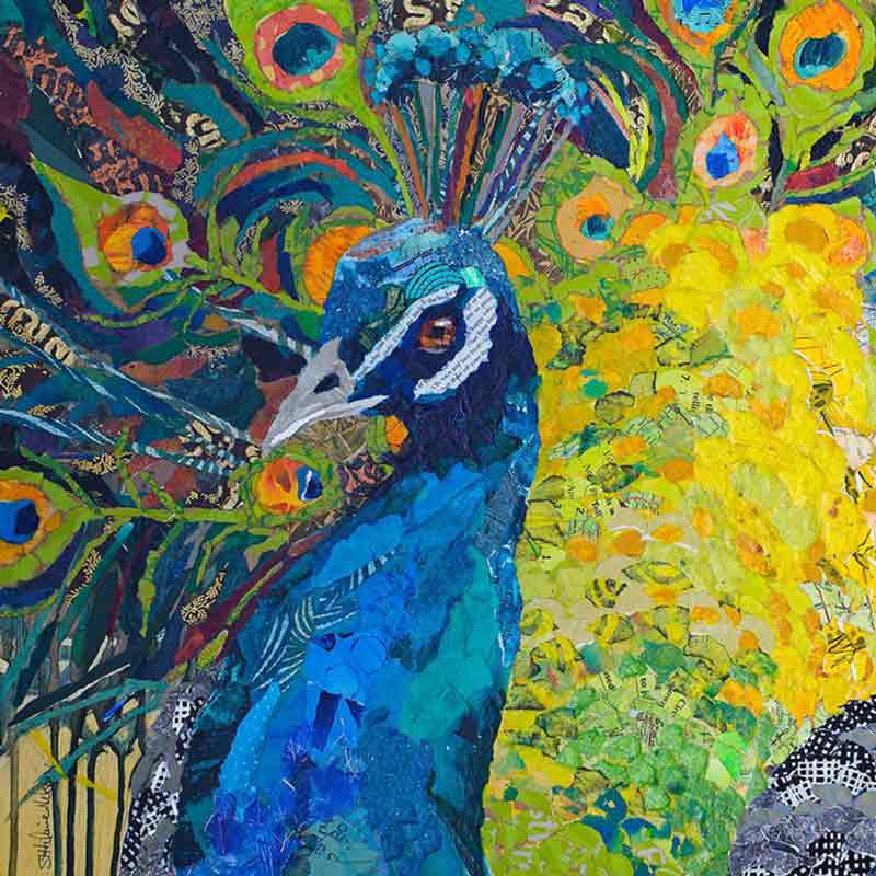 Poised Peacock 2 by Elizabeth St Hilaire Ceramic Accent & Decor Tile OB-EN76AT