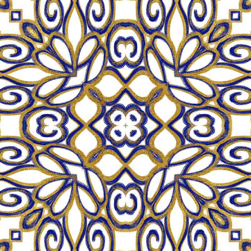 Gold Blue Vintage Tile II by Andrea Haase Ceramic Accent & Decor Tile OB-HAA1116AT