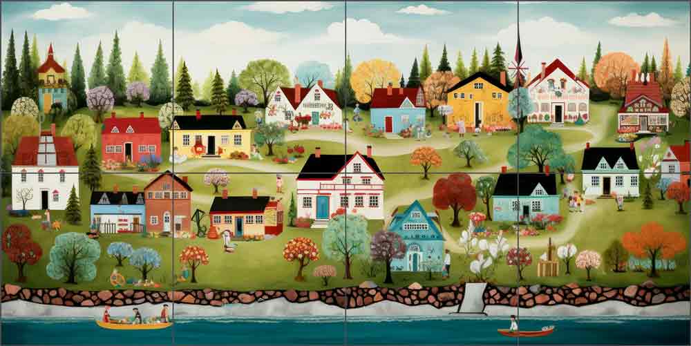 Happy Village 2 by Irena Orlov Ceramic Tile Mural OB-ORL22048