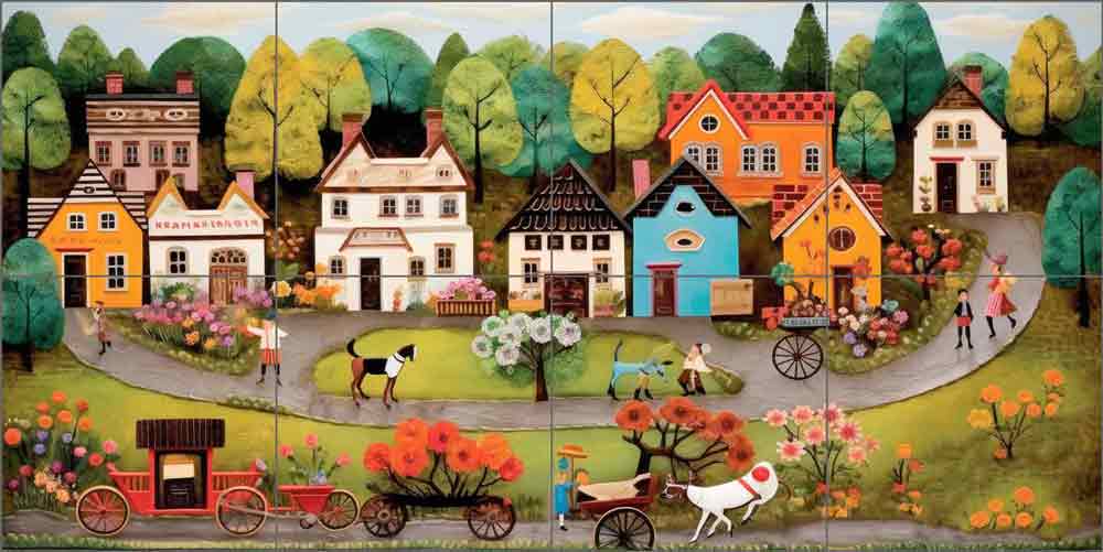 Happy Village 3 by Irena Orlov Ceramic Tile Mural OB-ORL22049