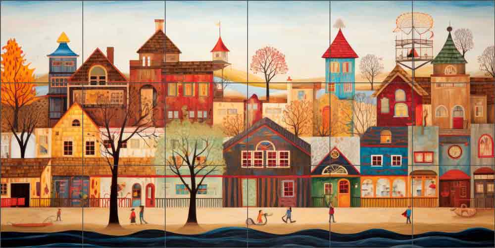 Happy Village 11 by Irena Orlov Ceramic Tile Mural OB-ORL22057