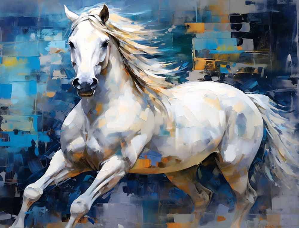 Wild White Stallion 2 by Ray Powers Ceramic Accent & Decor Tile OB-RPA196AT