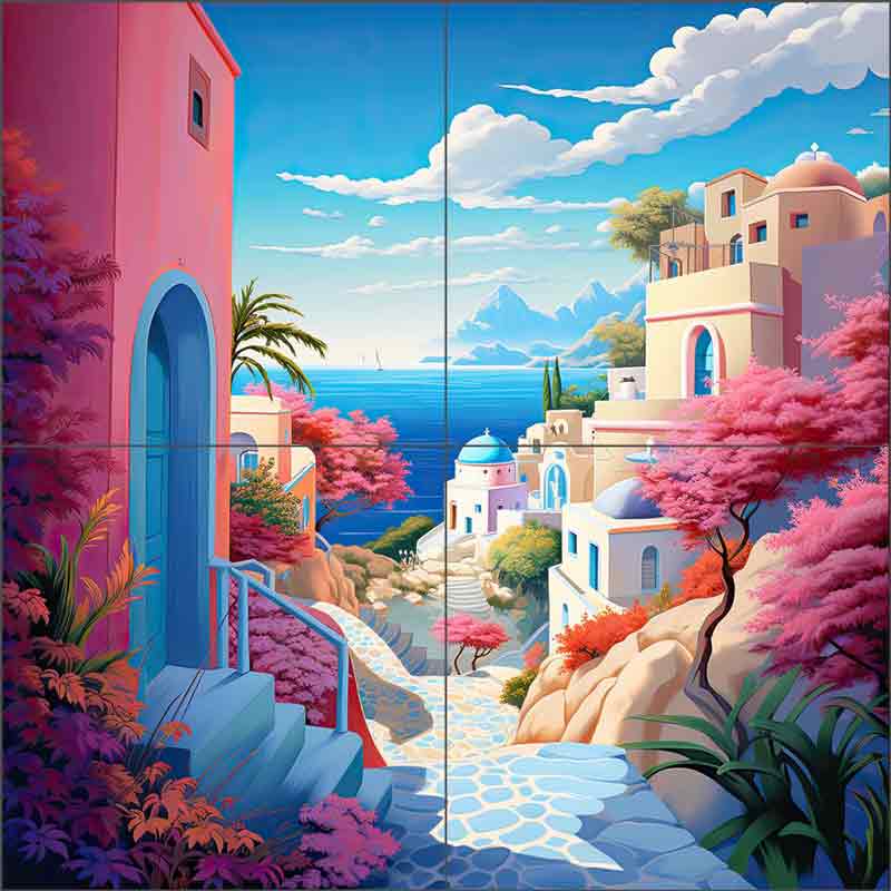 Stepping Stones to the Sea 1 by Ray Powers Ceramic Tile Mural OB-RPA441a