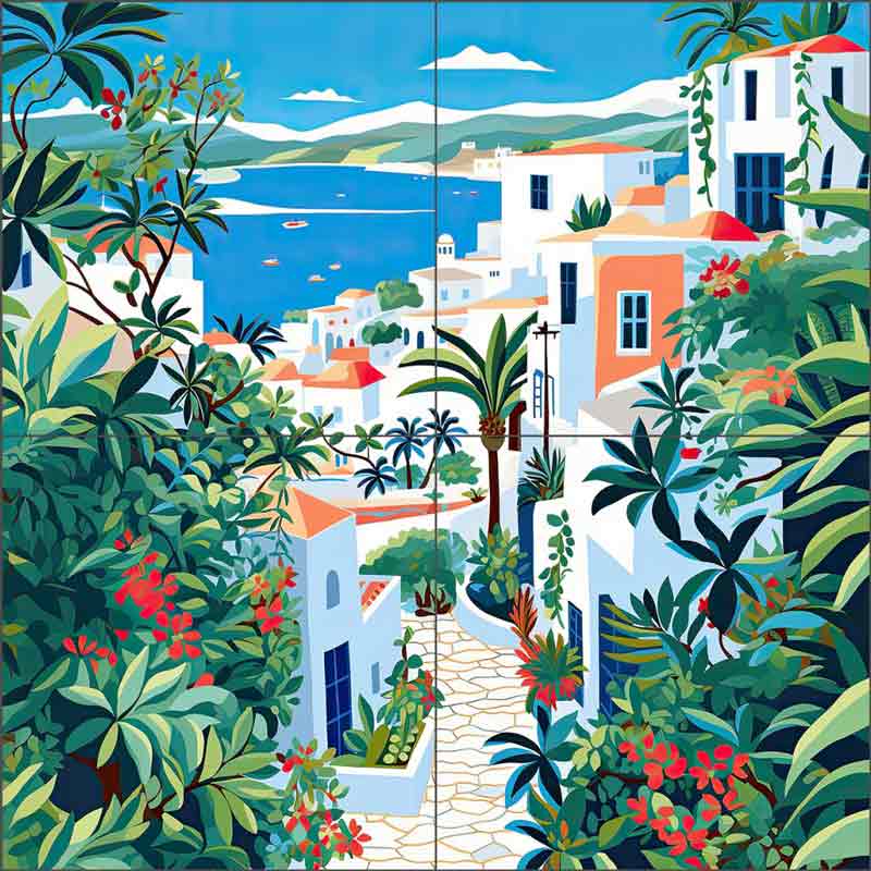 Garden by the Sea by Ray Powers Ceramic Tile Mural OB-RPA446aCS