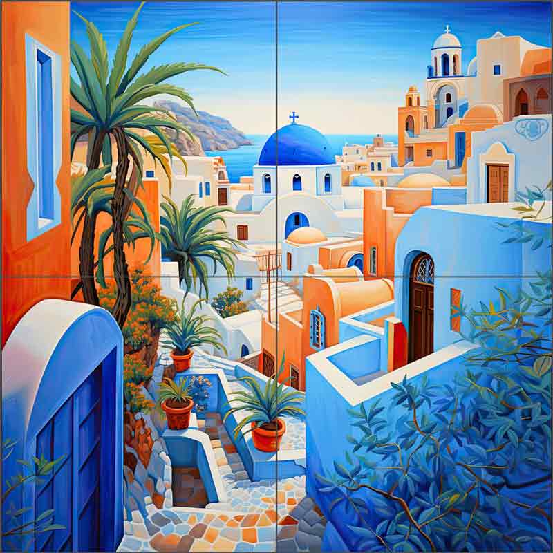 Oia Caldera 1 by Ray Powers Ceramic Tile Mural OB-RPA447a