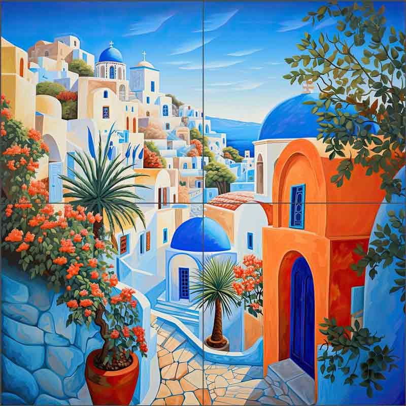 Oia Caldera 2 by Ray Powers Ceramic Tile Mural OB-RPA448a