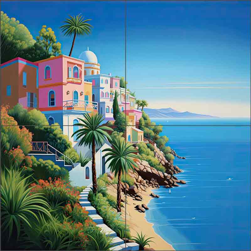 On the Aegean 1 by Ray Powers Ceramic Tile Mural OB-RPA449a