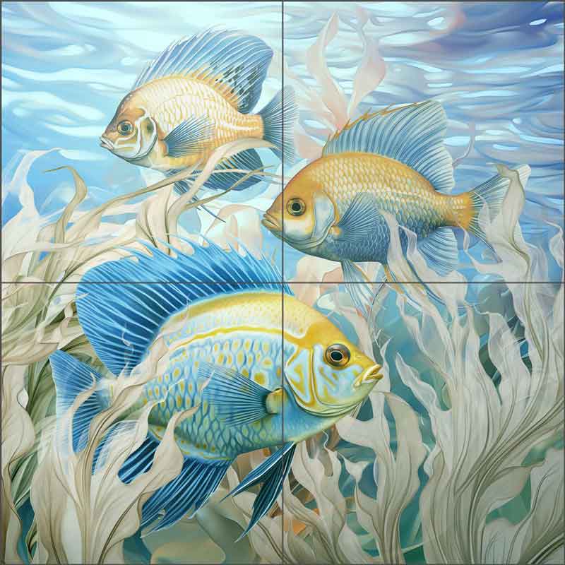 Seaweed Swimmers 2 by Steve Hunziker Ceramic Tile Mural OB-SH1392
