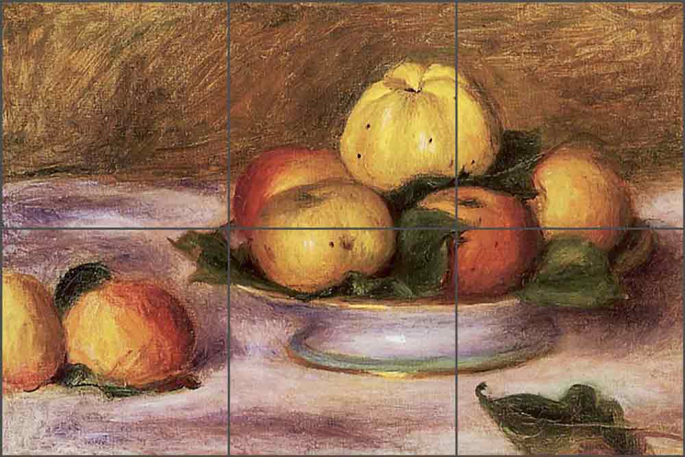 Apples on a Plate by Pierre Auguste Renoir Ceramic Tile Mural - PAR003