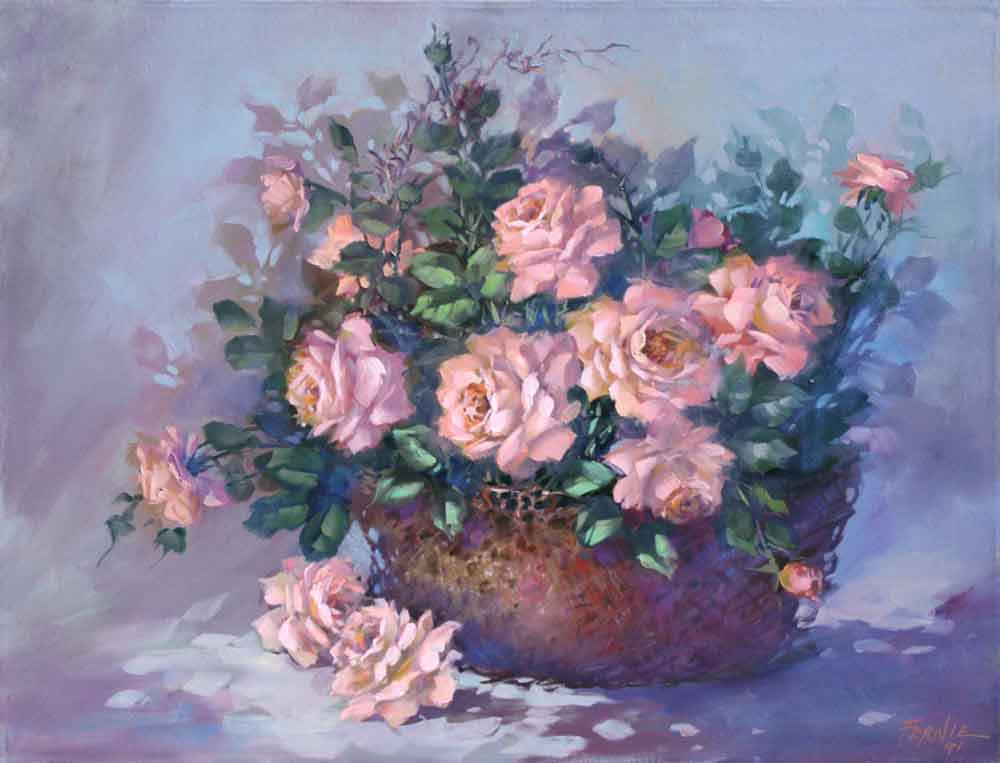 Roses in Wicker Basket by Fernie Parker Taite Ceramic Accent & Decor Tile POV-FPT015AT