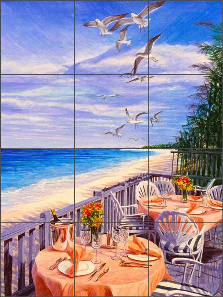 Seaside Terrace by Mayumi Ohno Ceramic Tile Mural POV-MO009