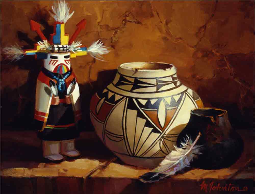 Hopi Pot and Butterfly Kachina by Maxine Johnston Ceramic Accent & Decor Tile RW-MJA014AT