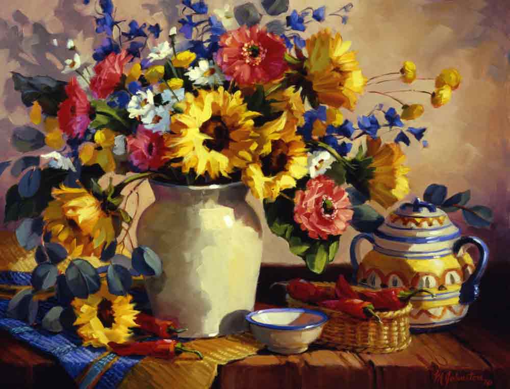 Sunshine in a Vase by Maxine Johnston Ceramic Accent & Decor Tile RW-MJA016AT