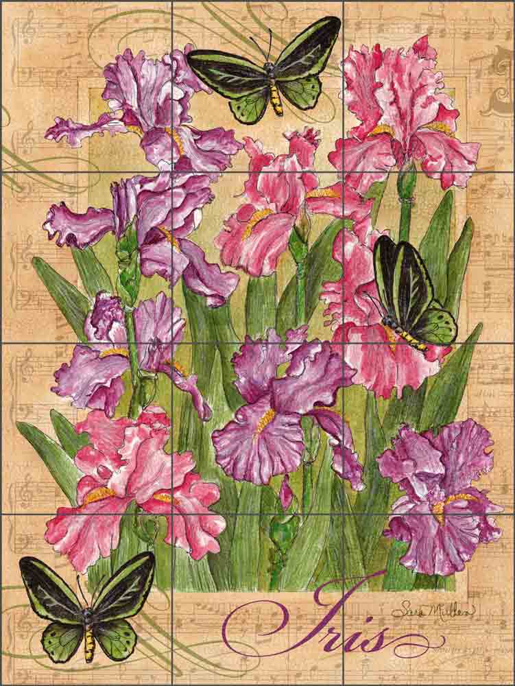 Butterfly Meadows - Iris by Sara Mullen Ceramic Tile Mural SM111