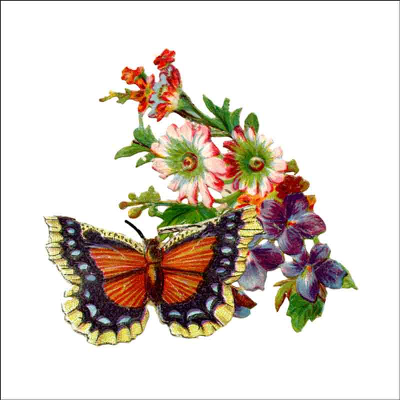 Vintage Butterflies 174 by DP Art Ceramic Accent & Decor Tile ABF174AT
