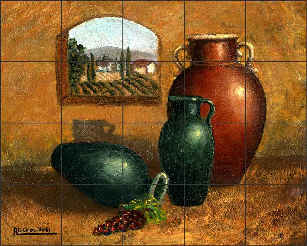 Pottery III by Angelica Di Chiara Ceramic Tile Mural ADCH013