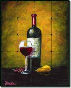 Hardin Wine Grape Tumbled Marble Tile Mural 16" x 20" - ADCH015