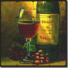 Hardin Wine Grape Tumbled Marble Mural 16" x 16" - ADCH022