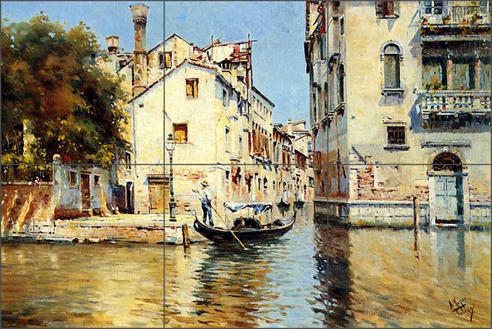Venetian Canal Scenes (1) by Antonio Reyna Ceramic Tile Mural - AR004